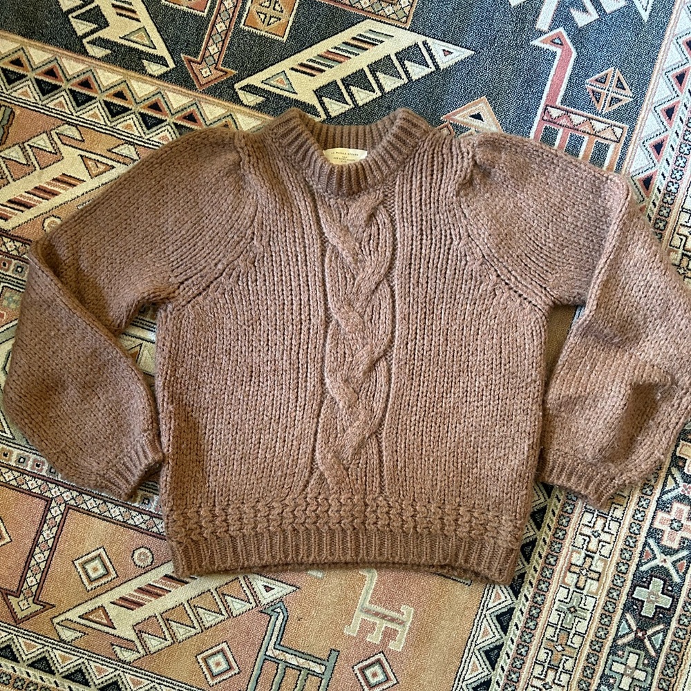 Sezane Cable Knit Sweater in Mocha Brown